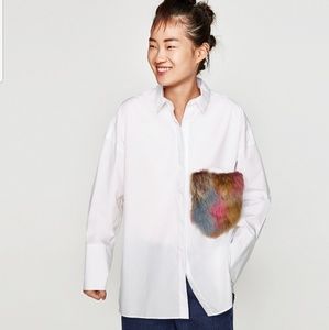 Zara tunic shirt with fur detachable pocket